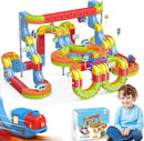 141 PCS klick Rail Electric Train Set with Racer 3D Train, Cube Track Car, STEM Educational Toy for Kids Flexible Race Track for Boys & Girls