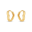 14k Yellow Gold Heart Huggie Hoops