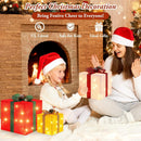 3 Pieces Large Gift Boxes for Christmas Decorations Outdoor, 10" 8" 6" with Pre-lit 70 LED Mini String Lights, Plug-in Warm White Present Boxes with Glitter for Christmas Wedding Party