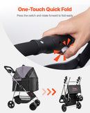 Pet Stroller -  35 lbs Weight Capacity, Foldable Dog Stroller Cart, 4 Wheels Cats Pram with Detachable Carrier & Mesh Windows, Portable Animal Carrier with Brake for Small to Medium Pets