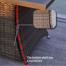 Direct Wicker Patio Fire Pit Dining Set 6-Seat Rectangular Aluminum Table with Rattan Chairs