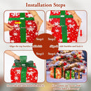 3 Pieces Large Gift Boxes for Christmas Decorations Outdoor, 10" 8" 6" with Pre-lit 70 LED Mini String Lights, Plug-in Warm White Present Boxes with Glitter for Christmas Wedding Party