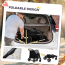 Pet Stroller Dog Cat Carriage One Click Fold with Universal Front Wheels Shock Absorber Brakes Storage Bags Mesh Window