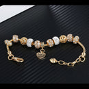 Heart Charm Bracelet with Extender Gold Plated Snake Chain Bracelets CZ Crystal Beads Charms Bracelets