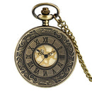 Vintage Charm Black Unisex Fashion Roman Number Quartz Steampunk Pocket Watch Women Man Necklace Pendant with Chain Gifts P427