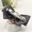 Artificial Rose Flower Cloth Hair Pin Handmade Bowknot Hair Barrettes; Navy