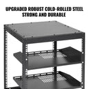 12U Open Frame Server Rack, 23-40 in Adjustable Depth, Free Standing or Wall Mount Network Server Rack, 4 Post AV Rack with Casters, Holds All Your Networking IT Equipment AV Gear Router Modem