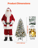 VEVOR Christmas Tree, 4ft Prelit Flocked Artificial Tree, Full Holiday Xmas Deco Trees with 120 Warm White LED Lights, 8 Lighting Modes & 539 Branch Tips for Home Party Office Decoration