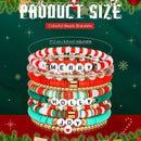 10-Pack Christmas Holiday Bracelet Set - Festive Polymer Clay Heishi Stretch Bracelets with Joyful Messages | Plastic Bead Jewelry Gift for Women | Seasonal Party Accessories