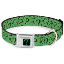 Riddler "?" Black/Green Seatbelt Buckle Collar - Question Mark Scattered3 Dark Green/Black