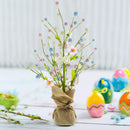 Easter Berry & Egg Floral Branch Arrangement – Rustic Spring Tabletop Centerpiece with Burlap Base 17.5 Inches Tall