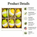 Set of 6 Yellow Green Lace-Trimmed Hanging Floral Easter Egg Ornaments