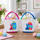 Set of 2 Easter Bunny Tote Bags – Soft Fabric Egg Hunt Baskets Carry Pouches for Kids 9.5 Inches Tall