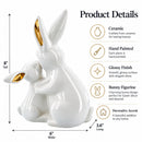 Elegant Ceramic Mother Bunny with Baby Figurine 8 Inches Tall
