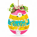 Illuminated LED Wooden Easter Egg Hanging Decor 12.5 Inches Tall