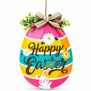 Illuminated LED Wooden Easter Egg Hanging Decor 12.5 Inches Tall