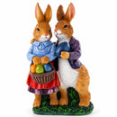 Loving Easter Bunny Pair Figurine With Festive Basket 6.2 Inches Tall