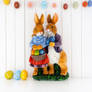 Loving Easter Bunny Pair Figurine With Festive Basket 6.2 Inches Tall