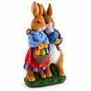 Loving Easter Bunny Pair Figurine With Festive Basket 6.2 Inches Tall