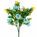 Easter Egg & Floral Bouquet – Artificial Spring Flowers with Decorative Speckled Eggs 13.5 Inches Tall