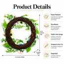 Festive Easter Floral Door Wreath with Pastel Speckled Eggs