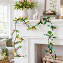 Set of 2 Easter Egg and Leaf Garland With Pastel Speckled Eggs Spring Hanging Decor 6.6 Inches Tall