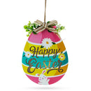 Illuminated LED Wooden Easter Egg Hanging Decor 12.5 Inches Tall