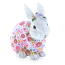 Floral Bunny Figurine – Elegant Spring & Easter Decor with Pastel Flowers 7.1 Inches