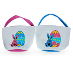 Set of 2 Easter Bunny Tote Bags – Soft Fabric Egg Hunt Baskets for Kids 9.5 Inches Tall