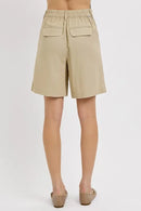 RISEN High Rise Pleated Front Shorts