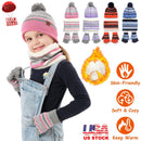 Winter Kids Knitted Hat Scarf Gloves 3Pcs Boys Girls Winter Warm Beanie Hat and Glove Scarf Set Beanie Neck Warmer Mittens for 4-7-Year-Old Kids