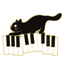 Cute Black Cat Piano Notes Alloy Brooch