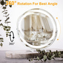 19Inch Large Round Vanity Makeup Mirror With LED Halo Light 3 Lighting Colors Dimmable Brightness Touch Control 360¡ Rotation High-Definition Lighted