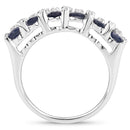 3.66 Carat Genuine Blue Sapphire and White Topaz .925 Sterling Silver Ring