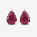 1.60 Carat Genuine Ruby 10K White Gold Earrings