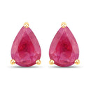 1.60 Carat Genuine Ruby 14K Yellow Gold Earrings