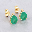 1.30 Carat Genuine Zambian Emerald 10K Yellow Gold Earrings