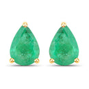 1.30 Carat Genuine Zambian Emerald 14K Yellow Gold Earrings