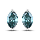 0.69 Carat Genuine Blue Diamond 14K White Gold Earrings