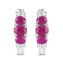1.66 Carat Genuine Ruby and White Topaz .925 Sterling Silver Earrings