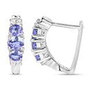 1.52 Carat Genuine Tanzanite and White Topaz .925 Sterling Silver Earrings