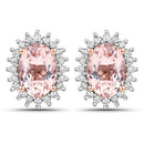 1.61 Carat Genuine Morganite and White Diamond 14K Rose Gold Earrings
