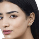 0.91 Carat Genuine Zambian Emerald and White Diamond 14K Yellow Gold Earrings