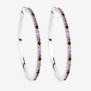 2.24 Carat Genuine Multi Sapphire .925 Sterling Silver Earrings