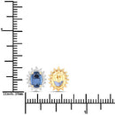 2.22 Carat Genuine Blue Sapphire and White Diamond 14K Yellow Gold Earrings