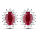 2.02 Carat Genuine Ruby and White Diamond 14K White Gold Earrings