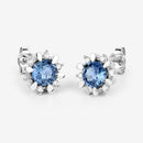 1.87 Carat Genuine Blue Sapphire and White Diamond 14K White Gold Earrings