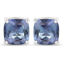 4.20cttw Royal Blue Mystic Quartz .925 Sterling Silver Earrings
