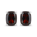 18K White Gold Plated 3.50 Carat Genuine Garnet .925 Sterling Silver Earrings