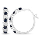 1.28 Carat Genuine Blue Sapphire and White Topaz .925 Sterling Silver Earrings